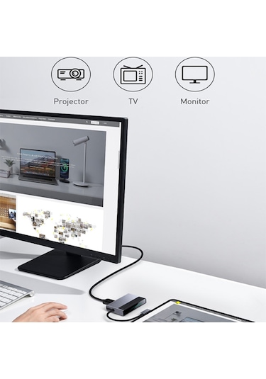 Baseus Magic Çok Fonksiyonlu Klipsli Type-C Hub 6In1 (Usb3.0+Sd+-Gri