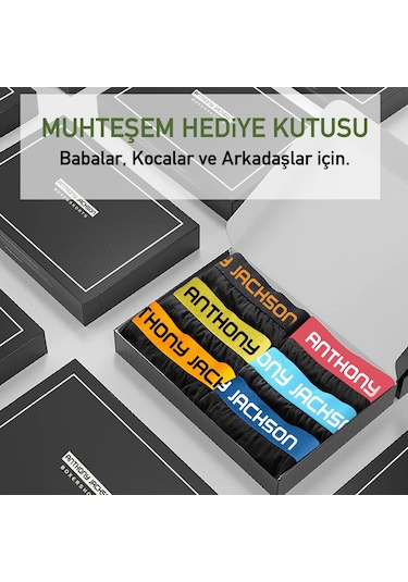 Anthony Jackson Likralı Premium Erkek Boxer Massımo 6'lı Kutu Çok Renkli