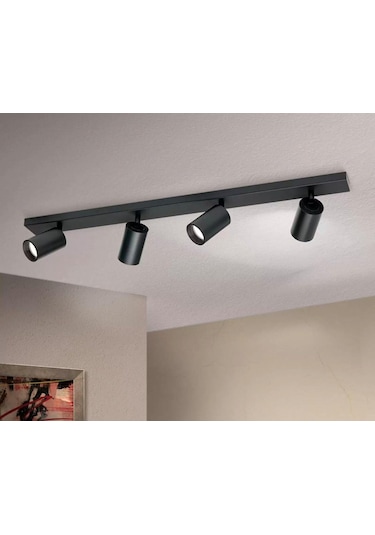 Demet Habek Mylights Panasonic Gün Işığı Led Ampullü 4lu Hareketli Led Spot Led Avize Siyah