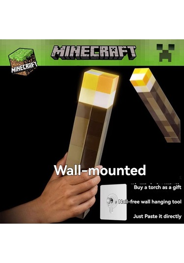 Springsun Minecraft Piksel Stili Şarjlı Fener, Kumandalı Torç, 3w Beyaz Işık, Çocuklar İçin Led Gece Lambası Sarı