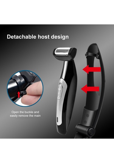 Yunboo Erkek Vücut Tıraş Makinesi - Islak/kuru Kullanım, Katlanabilir, 500mah Pil, Şarjlı, Yıkanabilir Siyah Siyah