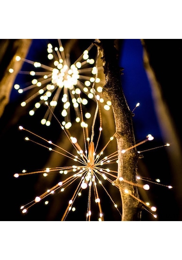 Neevoyu Led Atışık Işıklı Süs 180 Ledli Pili Ve Kumanda İle Güneşli/iç Mekan Dekorasyonu Gümüş Tel, Islak Beyaz Diğer