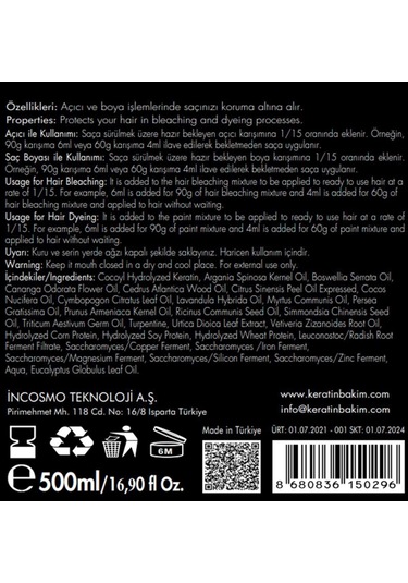 Oil Plex 500ml Saçı Yakmadan Açmak Için Oryalden Saç Koruyucu