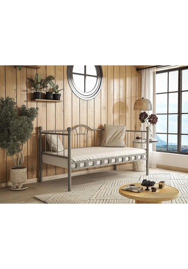 Kamelya Sedir Metal Karyola - 90 X 200 Cm - Gri 90 x 200