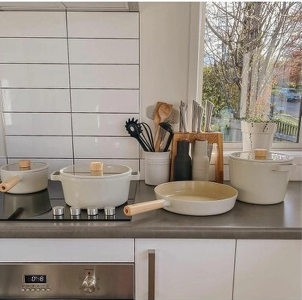 Neoflam Primanova Neoflam Fika 7 Parça Tencere Tava Seti Bakır - Siyah