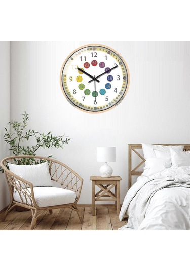 Çocuk Odası İçin Renkli, Pille Çalışan, Sessiz Dekorasyonlu Çocuk Duvar Saati B Diğer
