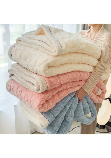 Springsun Mavi Polyester Fiber 600g Kalın İki Yönlü Kadife Battaniye - 100x150cm Ofis Yataklama K盖毯 A Sınıfı Mavi