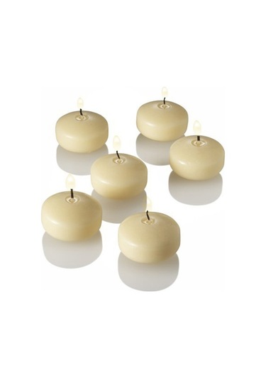 12 Li Çap 5 Cm Krem Yüzen Mum Krem