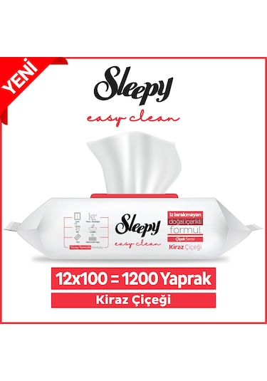 Sleepy Easy Clean Kiraz Çiçeği Yüzey Temizlik Havlusu&Mendili 12x100 (1200 Yaprak)
