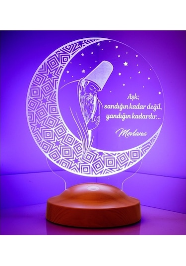 Kişiye Özel Mevlana Sözü Yazılabilen Led Lamba
