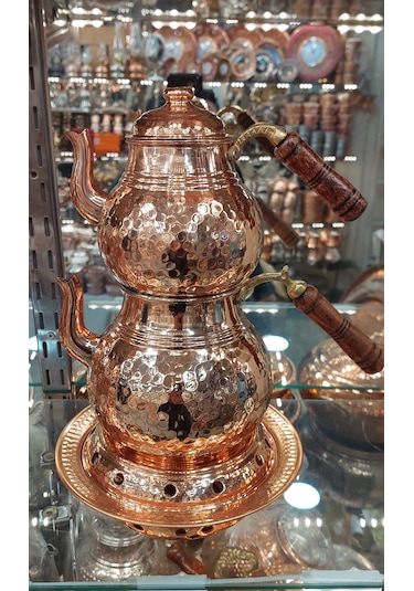 Bakır Çaydanlık & Bakır Demlik El Dövmesi Dövme Desenli Bakır Çay