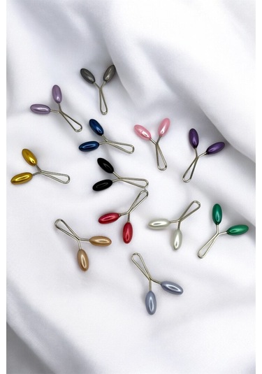 Eşarp Şal Klipsi 12 Adet Arpa Model Karışık Renk Klips - Kadın Tesettür Aksesuar İğne Karışık