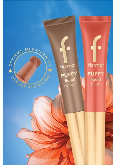 Flormar Puffy Liquid Nemlendirici Etkili & Parlak Bitişli Sünger Aplikatörlü Likit Allık 001 Pınky Glow