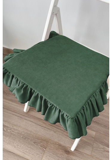 Ritmohome Fırfırlı Sıvı & Leke Itici Iskandinav Sandalye Minderi Yeşil