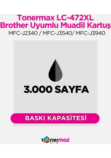 Brother Lc472xl Uyumlu Kartuş Siyah / Mfc-j2340 / Mfc-j3540/ Mfc-j3940