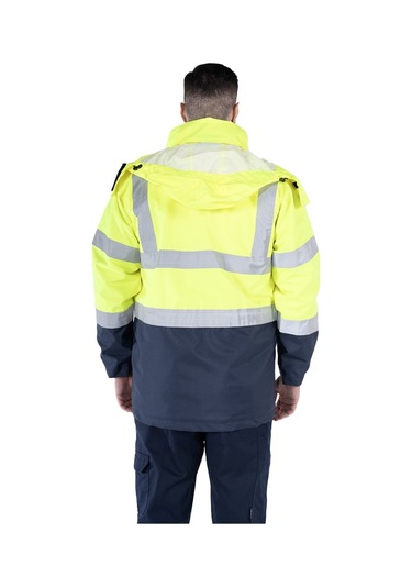 5 İ Bir Arada İş Güvenliği Kabanı Hi-vis Sarı - Lacivert