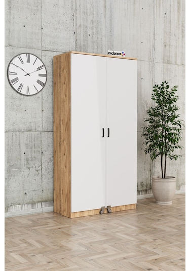 Evdemo Eva 2 Kapaklı Erzak Kiler Dolabı Atlantik Çam Beyaz