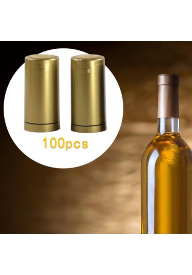 Suntek 100x Şarap Şişesi Isı Büzüşmeli Kapaklar 30mm Conta Altın