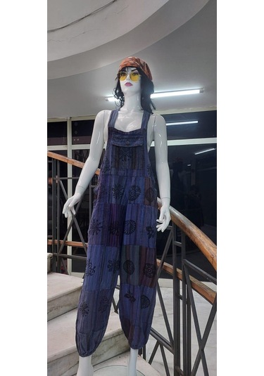 Hint Otantik Yıkamalı Taşlanmış Lacivert Şalvar Tulum Lacivert