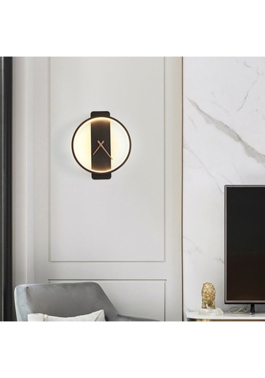 Sconce Özel Tasarım Saat Aplik Elektrik Bağlantısı Gerektirir Mat Siyah