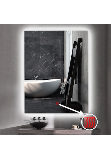 50x70 H Cm Buğu Çözücülü Ledli Banyo Aynası Şeffaf