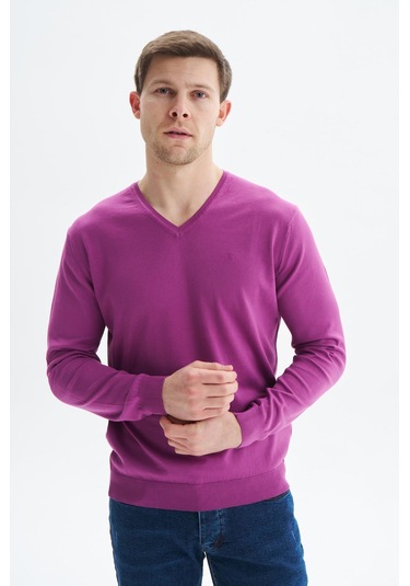 Arma Erkek Slim Fit Basic V Yaka Triko Kazak K9kro0852 Mor