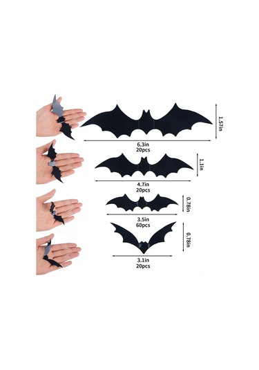 Aubyhe Halloween 3d Gerçekçi Kanatlı Yarasa Sticker, Yeniden Kullanıma Uygun, Temiz Yüzeylere Uygulanabilir Dekoratif Dekal Diğer