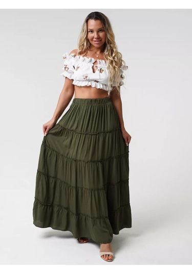 A.punto Tvoj Luk Uzun Maksi Etek 172119475 Khaki