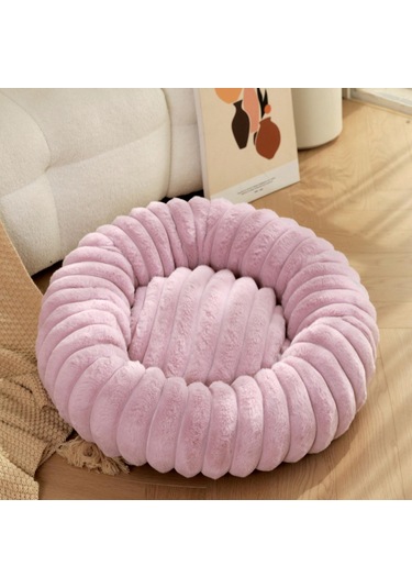 Homyl Kedi Yatağı Yuvarlak Peluş Yatak Evcil Hayvan Yastığı