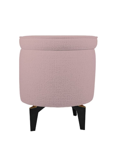Gazzini Furniture Rio Retro Ayaklı Sandıklı Silindir Dekoratif Puf - Pembe