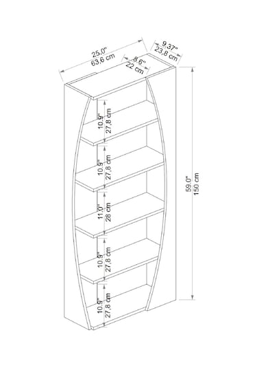 Arnetti Selge 5 Raflı Modern Kitaplık Atlantik Çam Beyaz