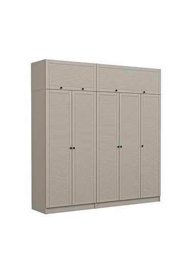 Kale 5 Mebran Panjur Kapaklı 2 Çekmeceli Dolap Ve Yüklük Kumtaşı 235cm Bej