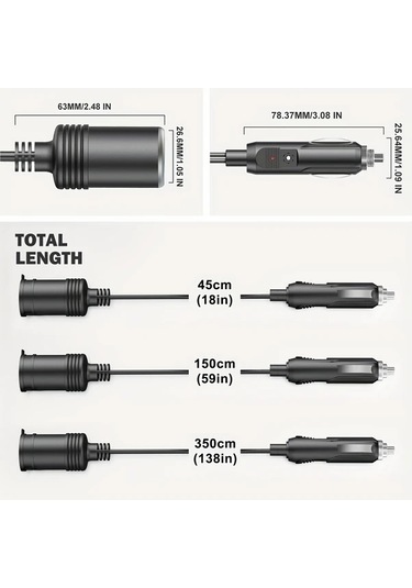 Dashanshop Clelo Ağır Hizmet Oto Çekme Kablosu 138 İnç 12v 24v Led Sigortalı Saf Bakır