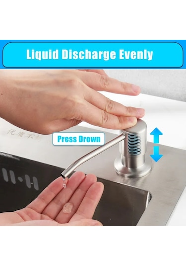 Set1-350ml-silver-mutfak Lavabo Sıvı Sabunluk Pompası Paslanmaz Çelik 500 Ml Sıvı Sabun Şişesi Lavabo Montaj El Basınçlı Sabunluk Şişesi