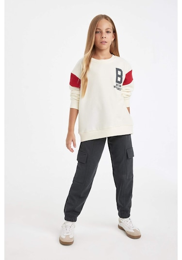 DeFacto Kız Çocuk Kargo Cepli Beli Paçası Lastikli Jogger Eşofman Altı D3202A824WNAR211 Antrasit