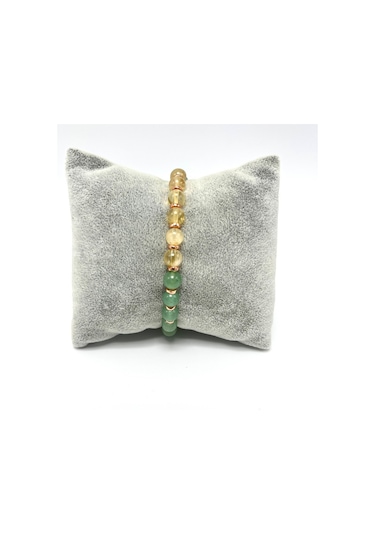 Sertifikalı Şans Bilekliği Doğal Taş 6mm Misinalı Aventurin Sitrin Çok Renkli