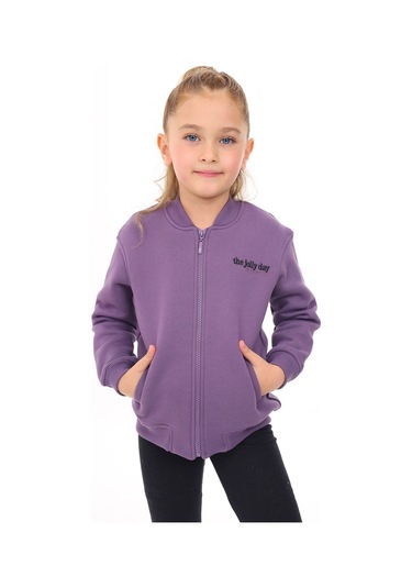 Toontoy Kız Çocuk Nakışlı Hırka Mor