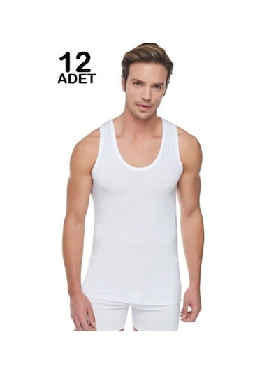 Erkek Beyaz 12'li Askılı Atlet 001