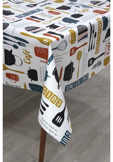 Astarlı Silinebilir Pvc Muşamba Masa Örtüsü 8276-1-beyaz