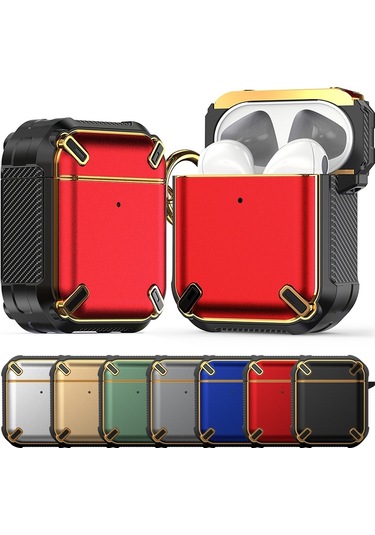 Kablosuz Kulaklık Darbeye Dayanıklı King Kong Ares Tpu Airpods Uyumlu 1/2 İçin Koruyucu Kılıf Altın