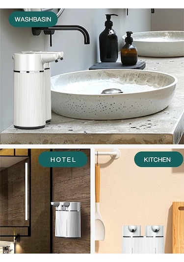 Anjiexun Ticari Veya Ev İçin Duvara Monte Otomatik Sabunluk Beyaz