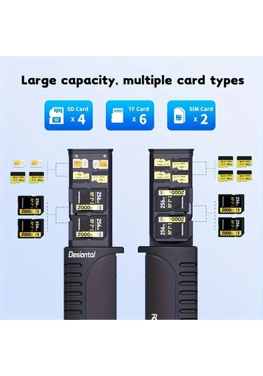 Honeybeeshop Usb 3.1 Type-c Çift Sd Tf Kart Okuyucu - Akıllı Telefon Drone Aksiyon Kamerası İçin Siyah