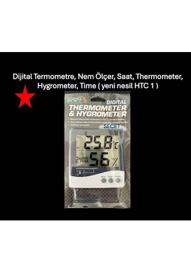 Dijital Termometre, Nem Ölçer, Saat Yeni Nesil Htc 1