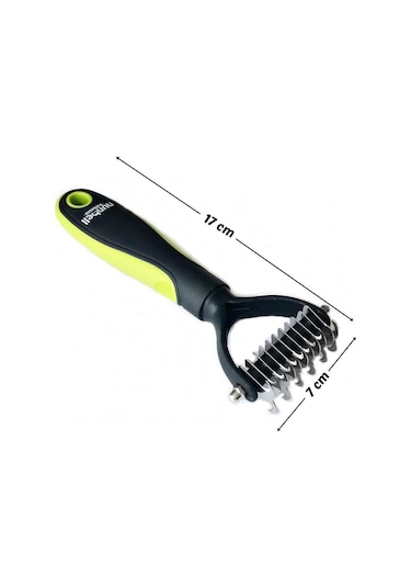 Nunbell Professional Çift Taraflı Tüy Kıtık Açıcı Köpek Tarağı Yeşil 17 CM