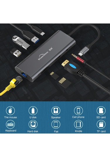 Sones Blueendless 9'u 1 Arada Çok İşlevli Type-c / Usb-c Hub Genişletme Yuvası