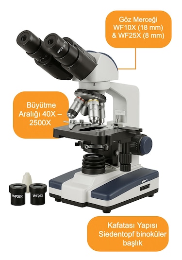 Ultra Net 2500x Mdstech Binoküler Biyolojik Laboratuvar Mikroskobu Profesyonel Kullanım