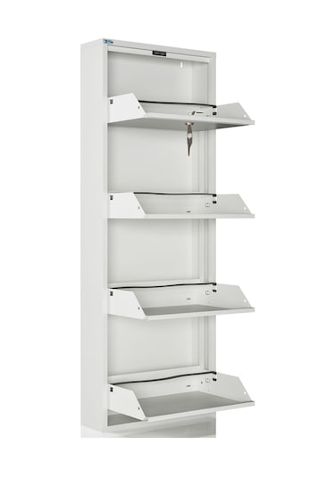 Ceha Kilitli 4'lü Metal Ayakkabılık Kar Beyaz - K.AYK-4 /AB9003/KL