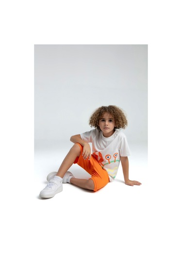 Roly Poly Crab Erkek Çocuk Regular Kalıp Kısa Kol Bermuda Şortlu Pijama Takım Beyaz