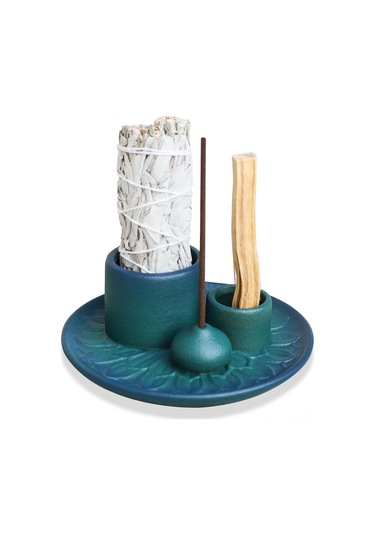 Monyee El Yapımı Mavi Seramik Küllük, Füm Saçak Ve Palo Santo Tutucu, Meditasyon Ve Oda Dekoru İçin Temizlikli Tasarım