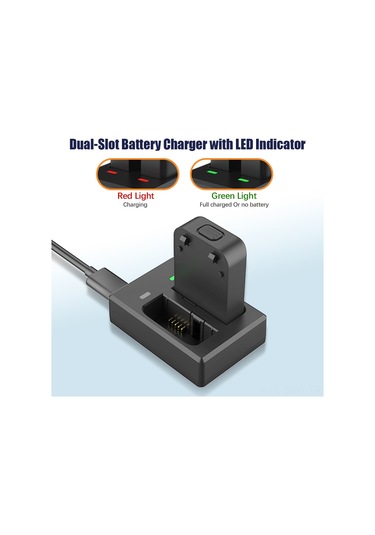 Monyee Sjcam C300 Şarj Cihazı - Çift Yuvalı, Led Göstergeli, Micro Usb & Type C Girişli, 2 Adet 1000mah Pil Dahil